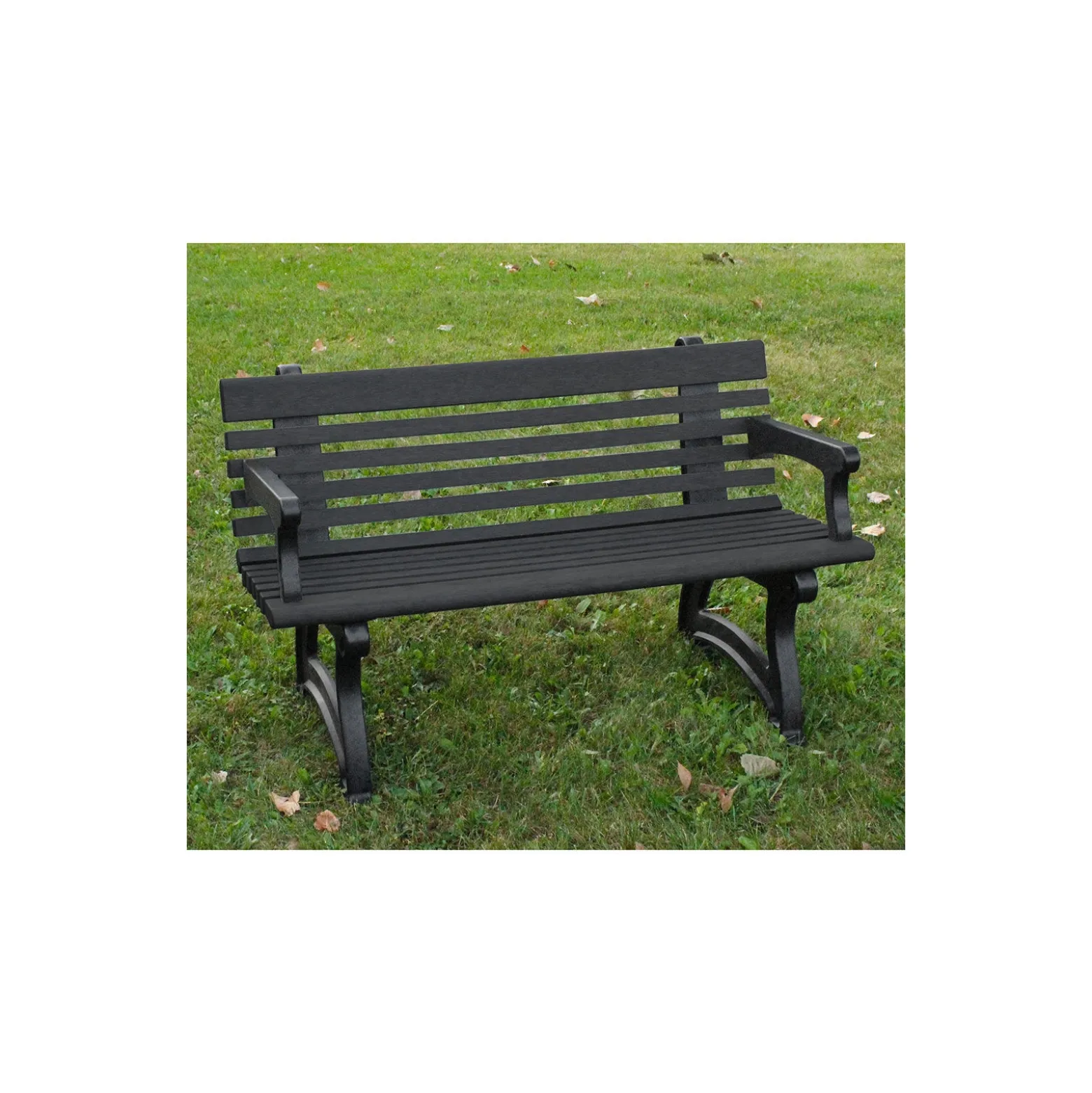 Recycled Plastic Outdoor Bench with Back and Arms - 48"W