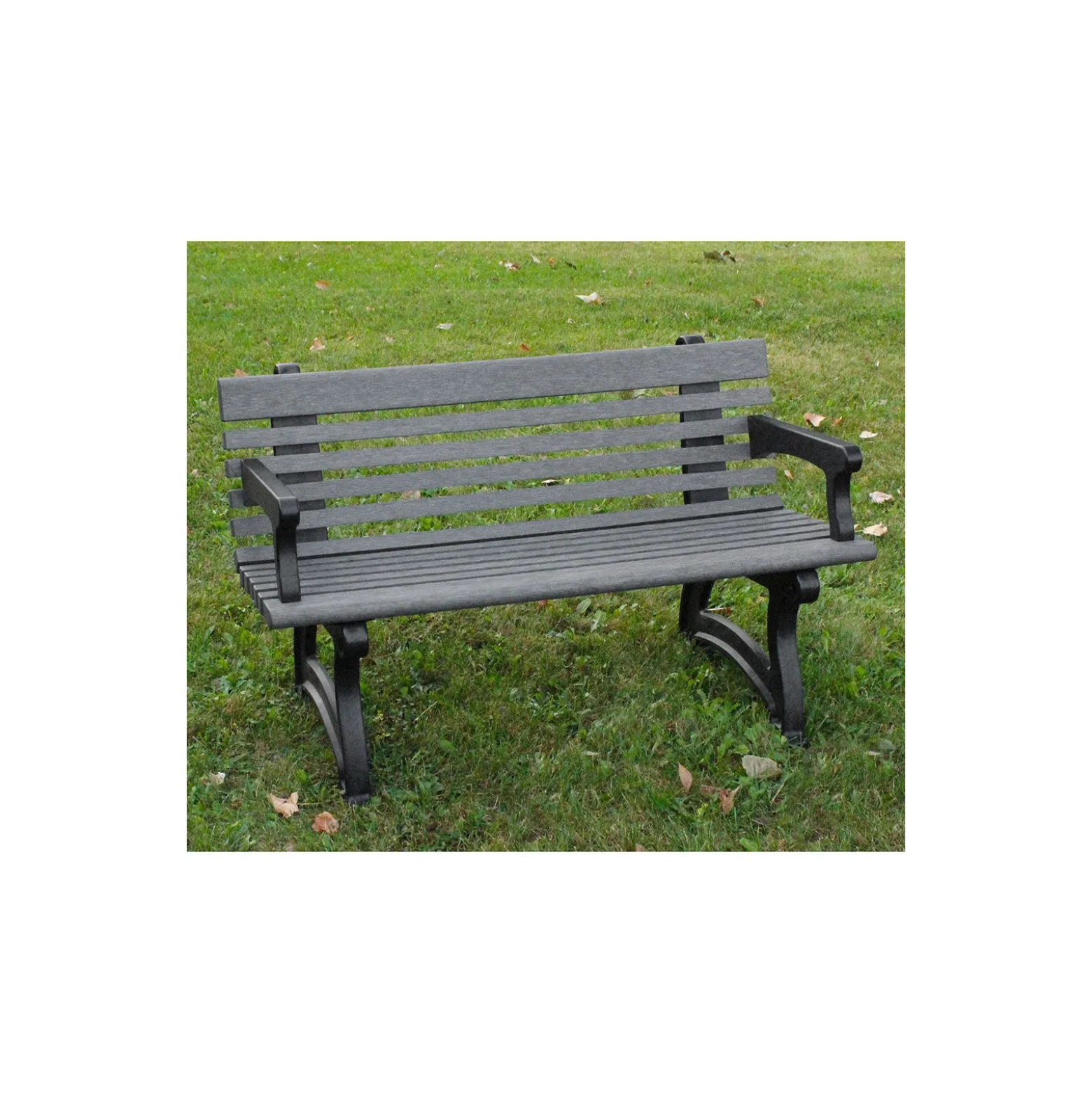 Recycled Plastic Outdoor Bench with Back and Arms - 48"W