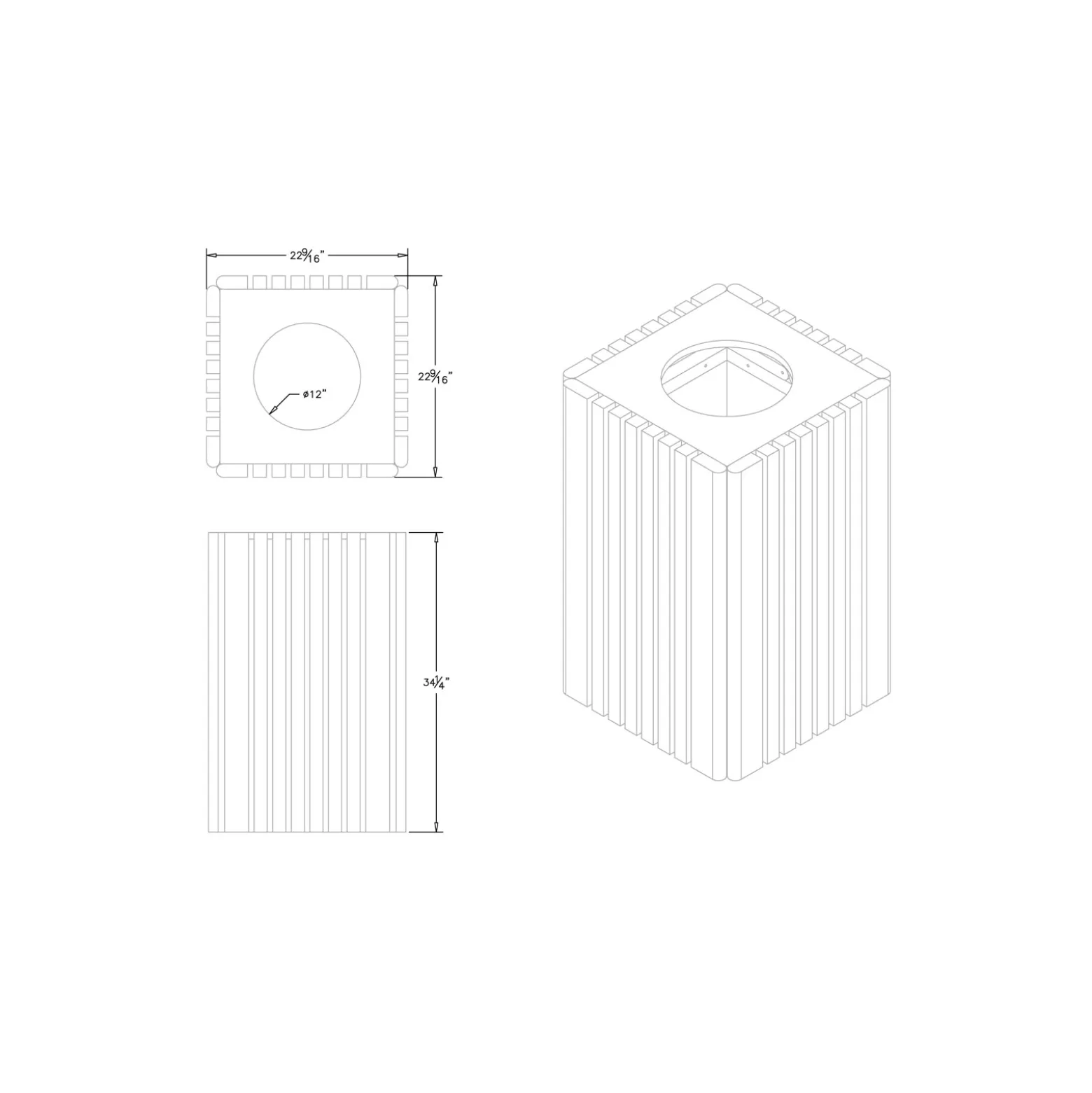 Recycled Plastic Outdoor Trash Receptacle- 40 Gallon Capacity