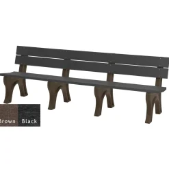 Recycled Plastic Outdoor Bench with Economizer Traditional Back 8'
