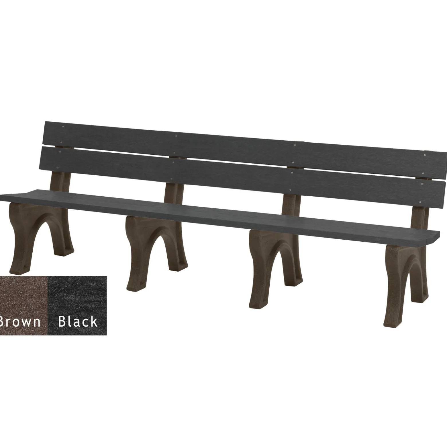 Recycled Plastic Outdoor Bench with Economizer Traditional Back 8'