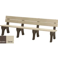 Recycled Plastic Outdoor Bench with Economizer Traditional Back 8'