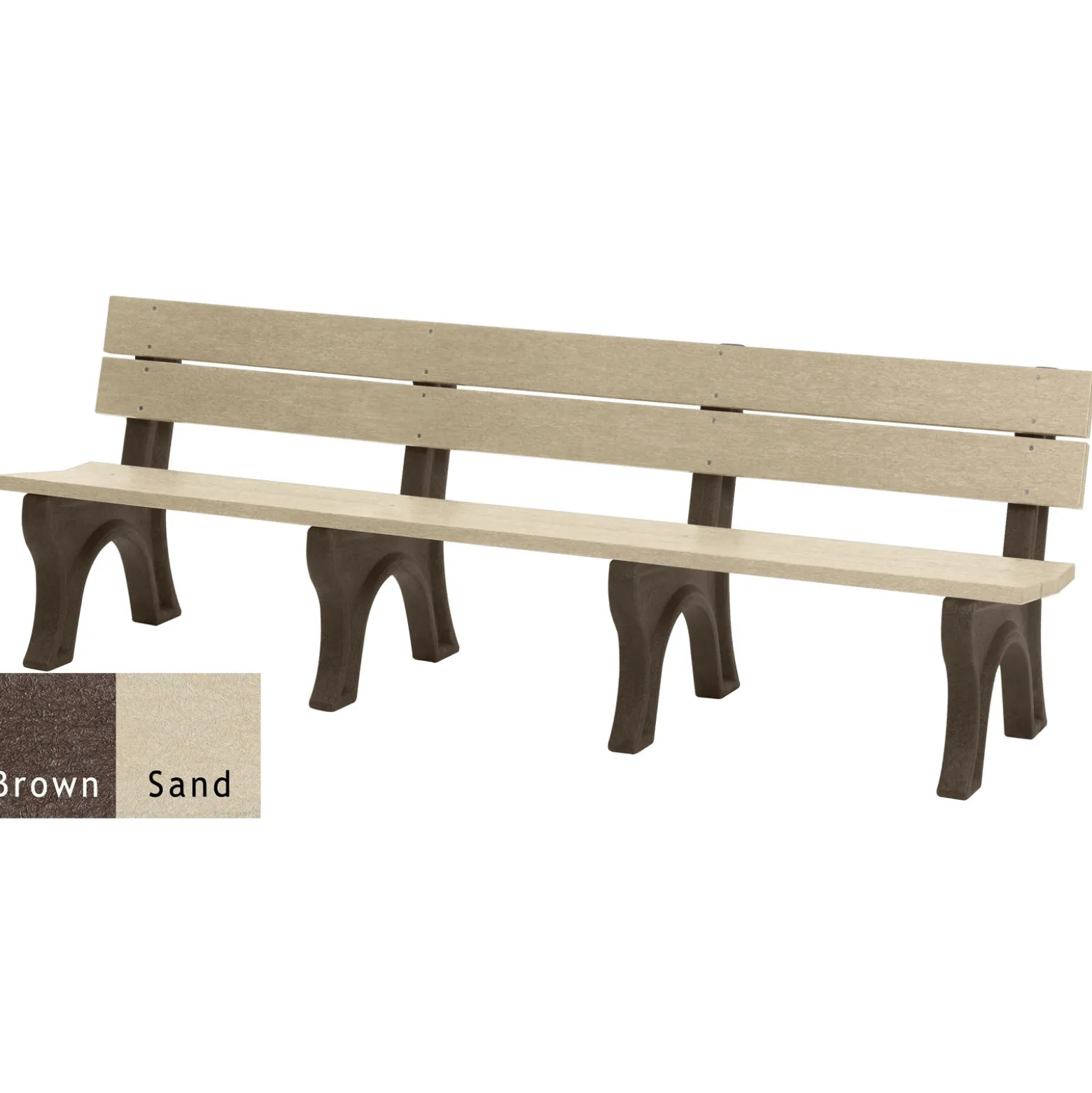 Recycled Plastic Outdoor Bench with Economizer Traditional Back 8'