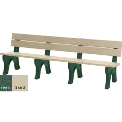 Recycled Plastic Outdoor Bench with Economizer Traditional Back 8'