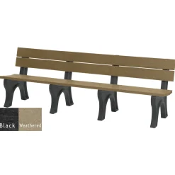 Recycled Plastic Outdoor Bench with Economizer Traditional Back 8'