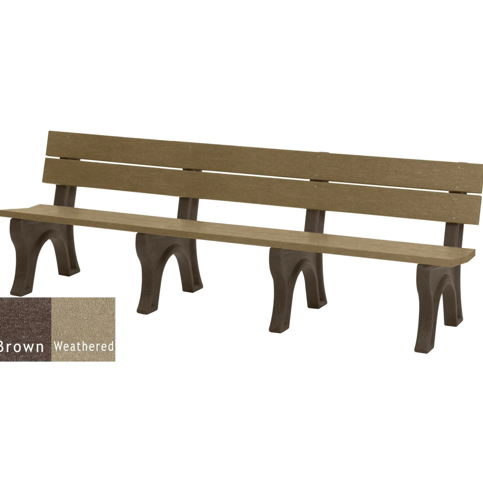 Recycled Plastic Outdoor Bench with Economizer Traditional Back 8'