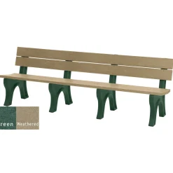 Recycled Plastic Outdoor Bench with Economizer Traditional Back 8'