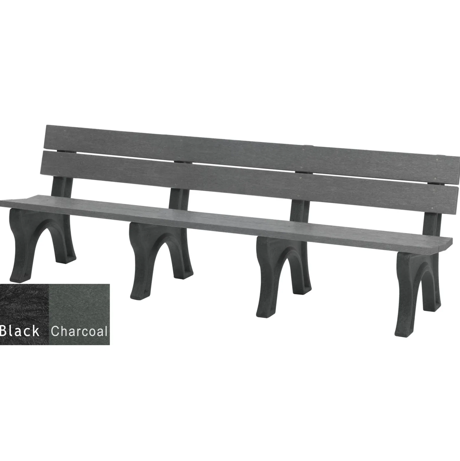 Recycled Plastic Outdoor Bench with Economizer Traditional Back 8'