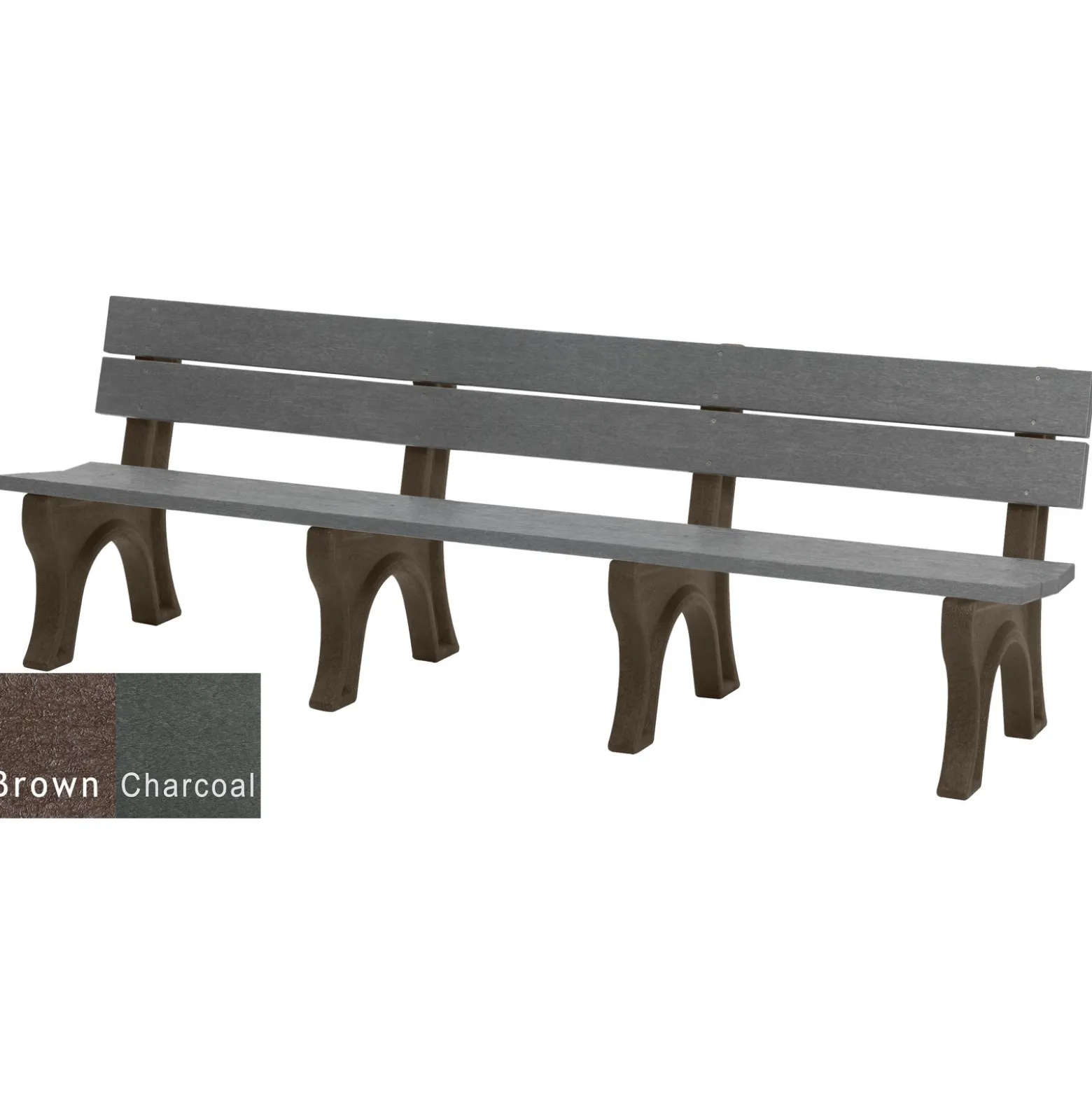 Recycled Plastic Outdoor Bench with Economizer Traditional Back 8'