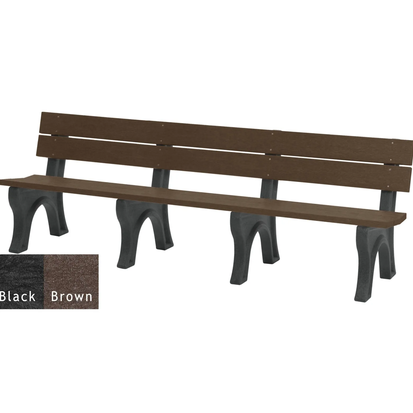 Recycled Plastic Outdoor Bench with Economizer Traditional Back 8'