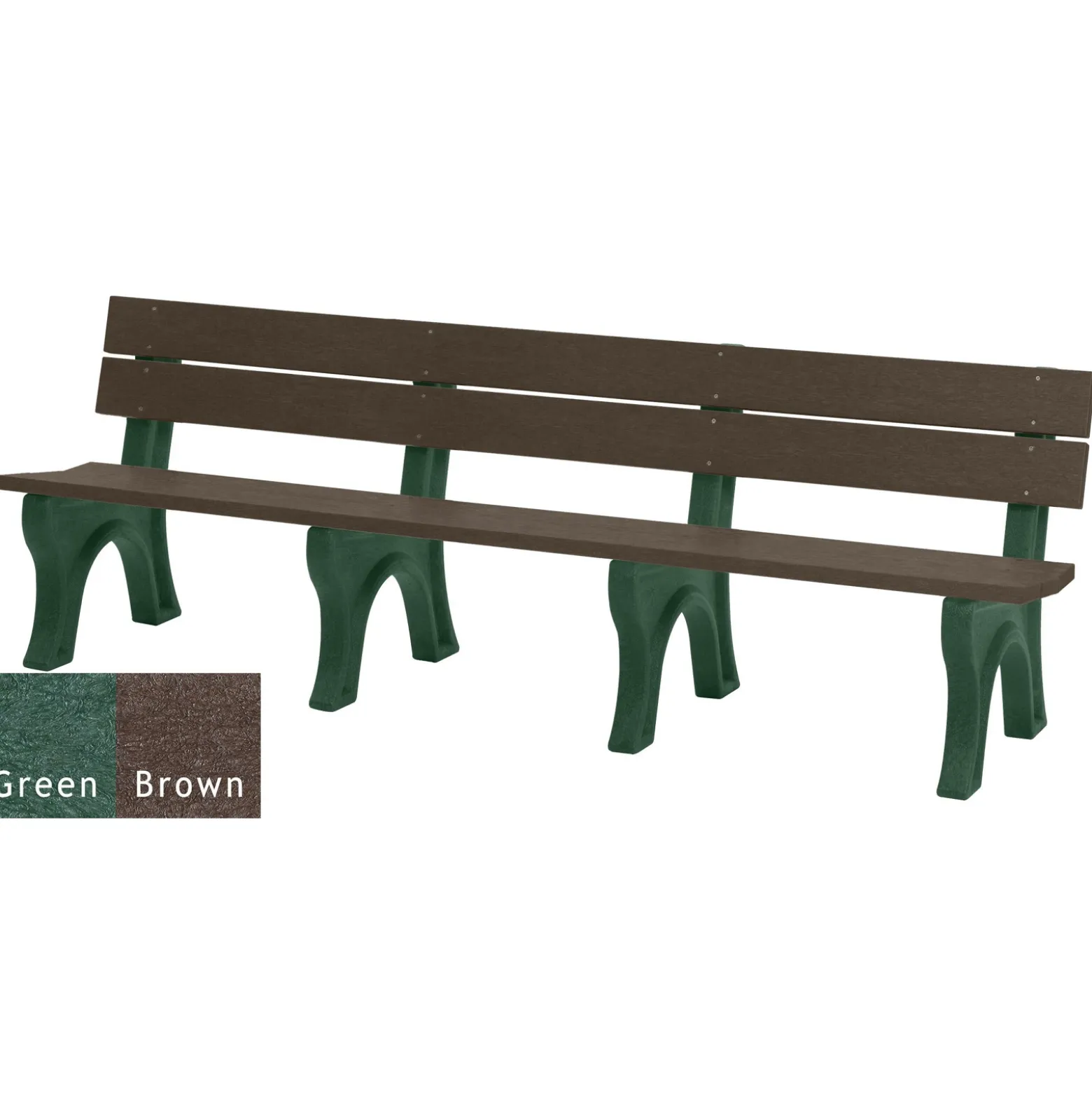 Recycled Plastic Outdoor Bench with Economizer Traditional Back 8'