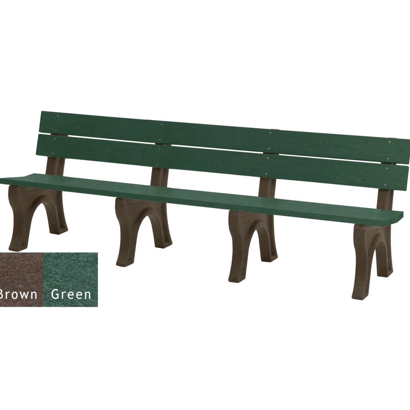 Recycled Plastic Outdoor Bench with Economizer Traditional Back 8'