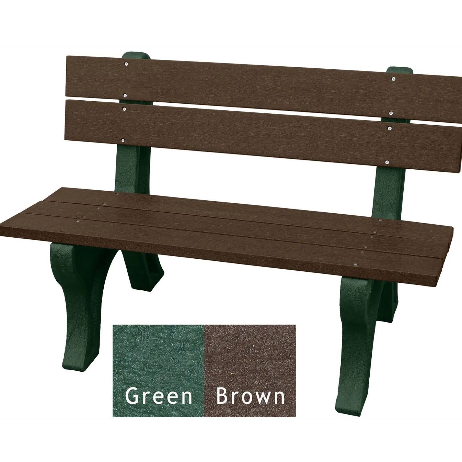 Recycled Plastic Outdoor Bench with Economizer Traditional Back 4'