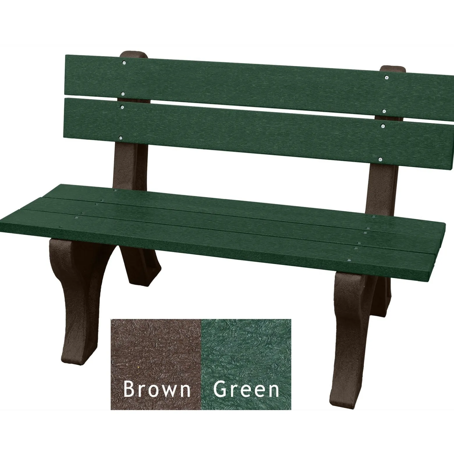 Recycled Plastic Outdoor Bench with Economizer Traditional Back 4'