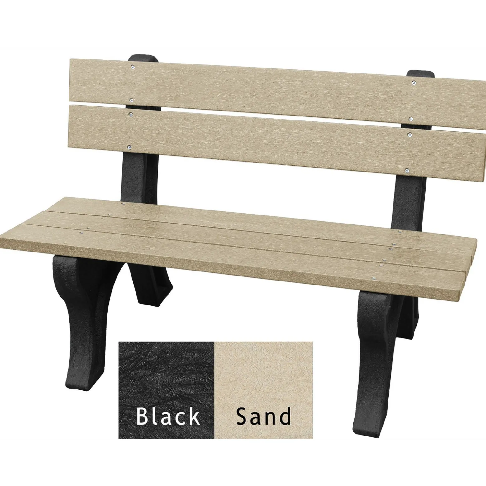Recycled Plastic Outdoor Bench with Economizer Traditional Back 4'