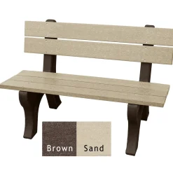 Recycled Plastic Outdoor Bench with Economizer Traditional Back 4'