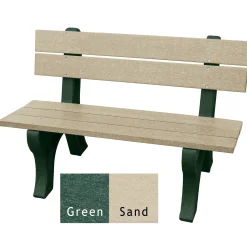 Recycled Plastic Outdoor Bench with Economizer Traditional Back 4'