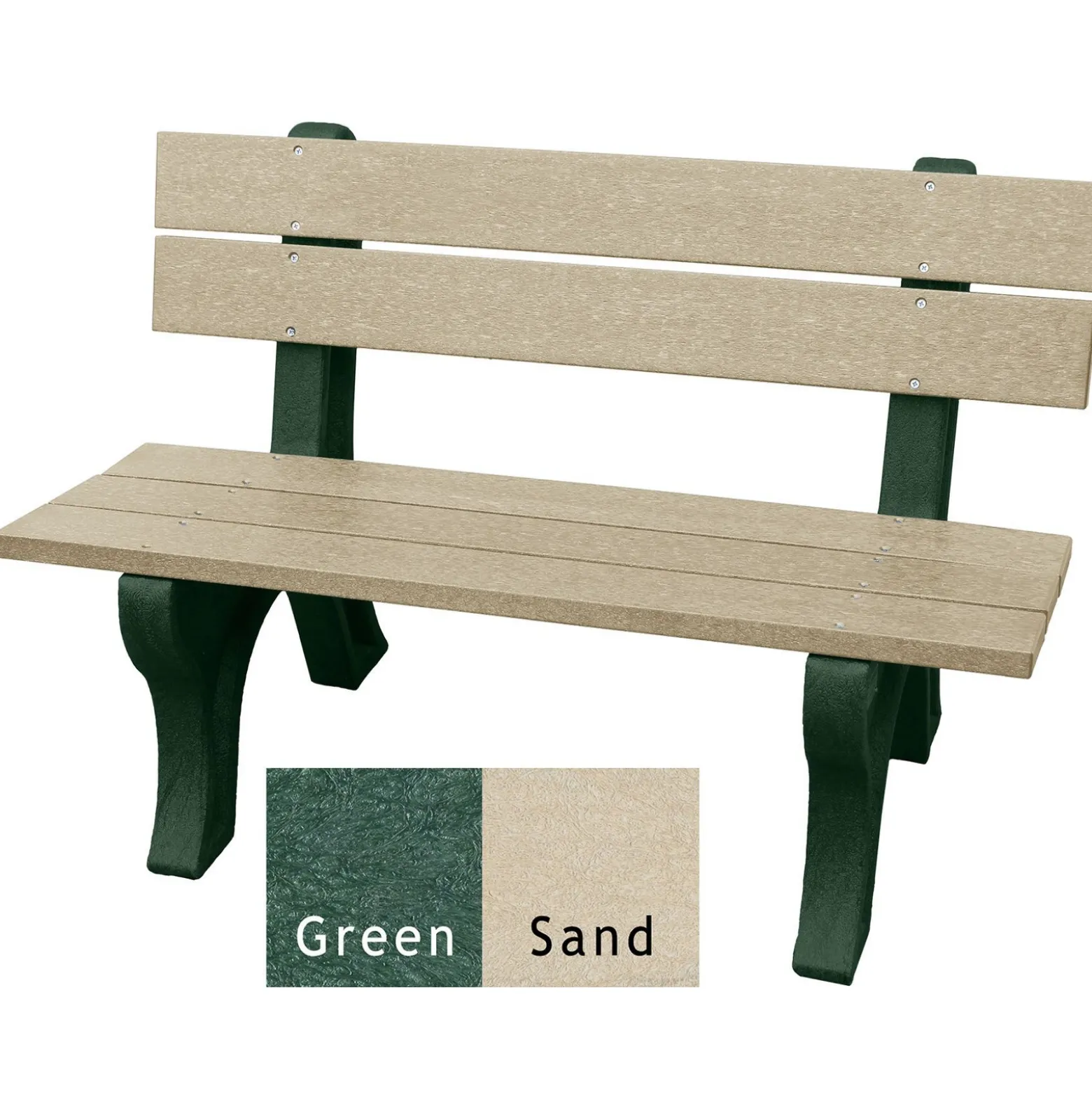 Recycled Plastic Outdoor Bench with Economizer Traditional Back 4'