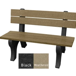 Recycled Plastic Outdoor Bench with Economizer Traditional Back 4'