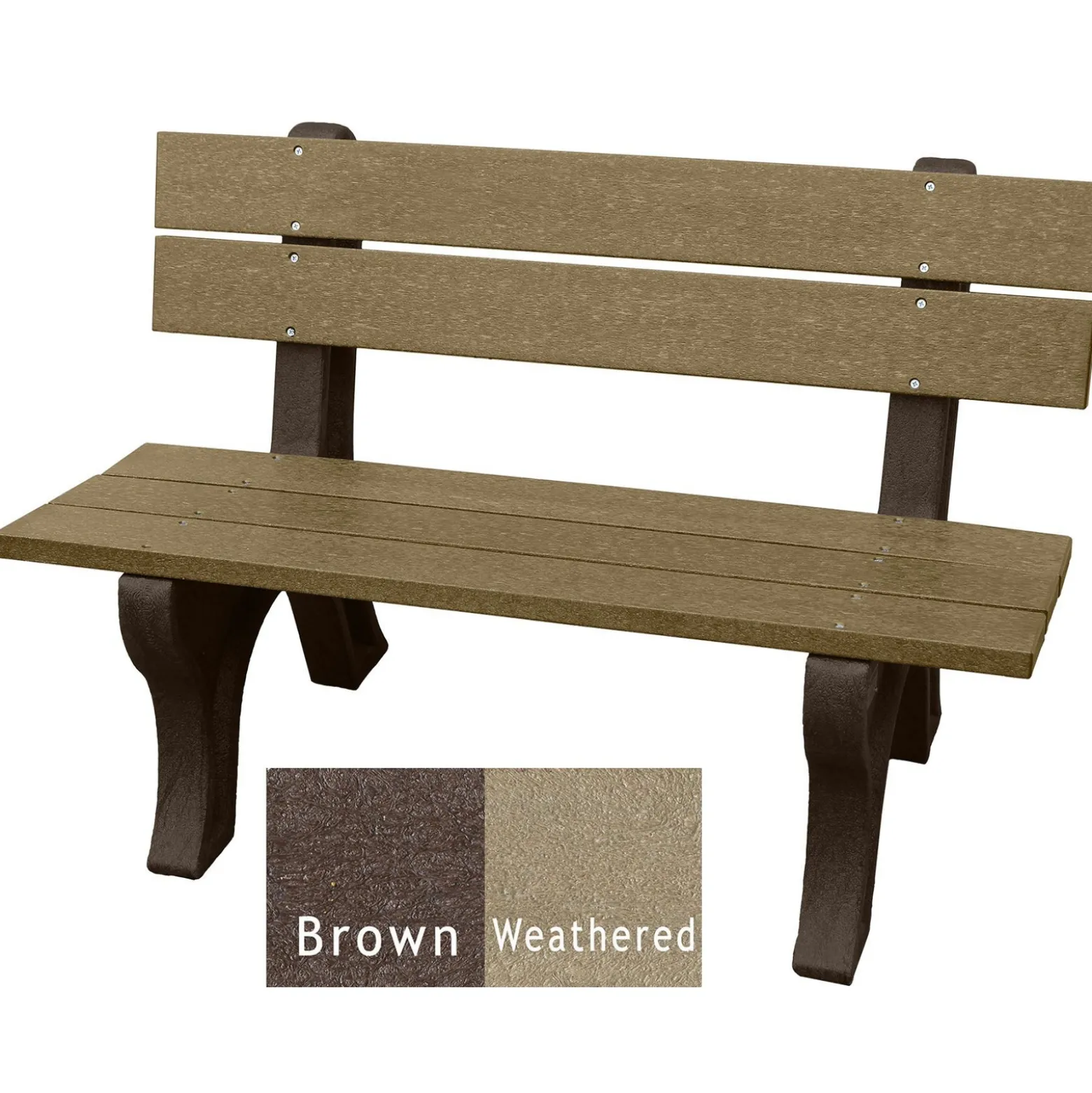 Recycled Plastic Outdoor Bench with Economizer Traditional Back 4'