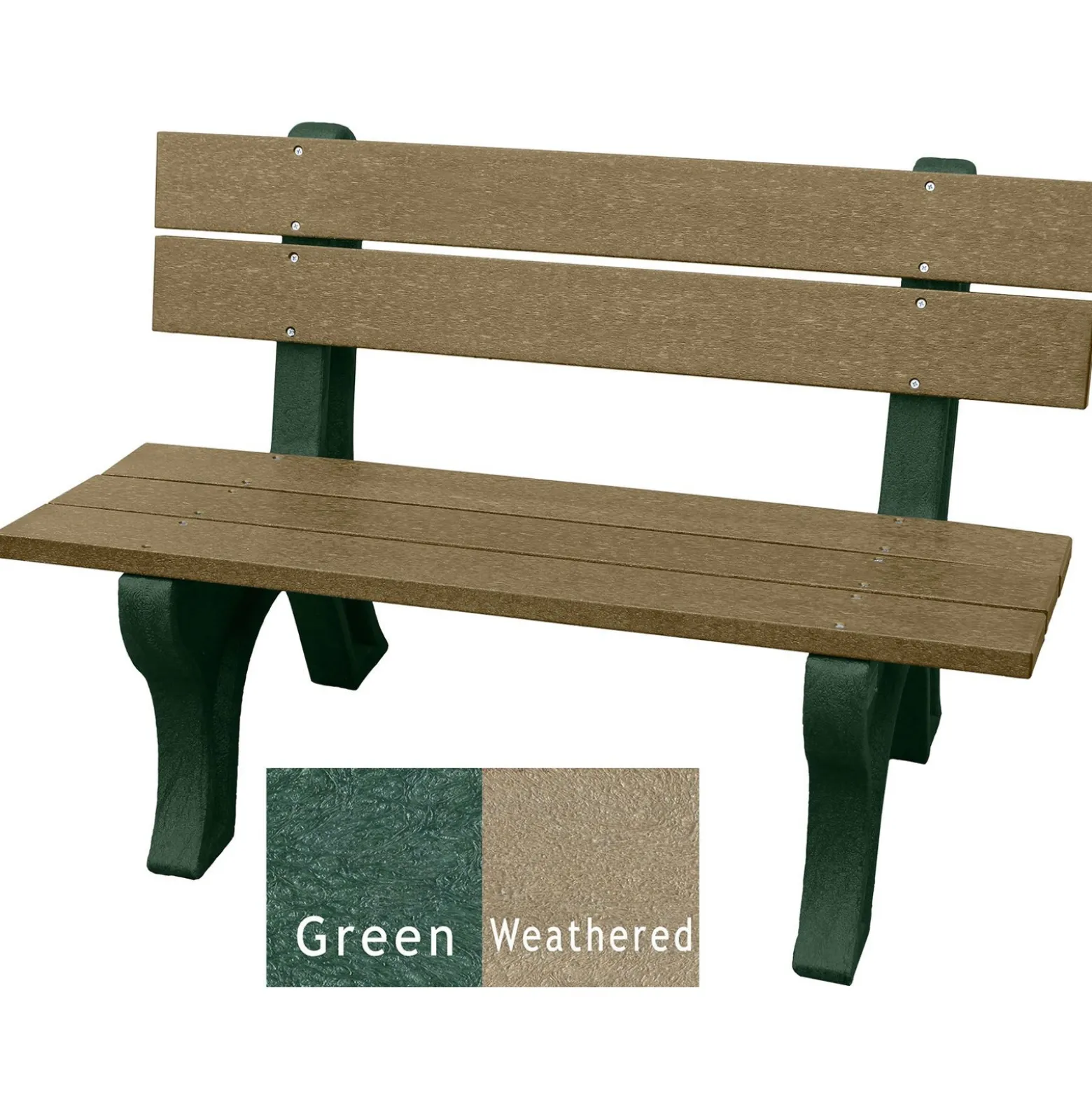 Recycled Plastic Outdoor Bench with Economizer Traditional Back 4'