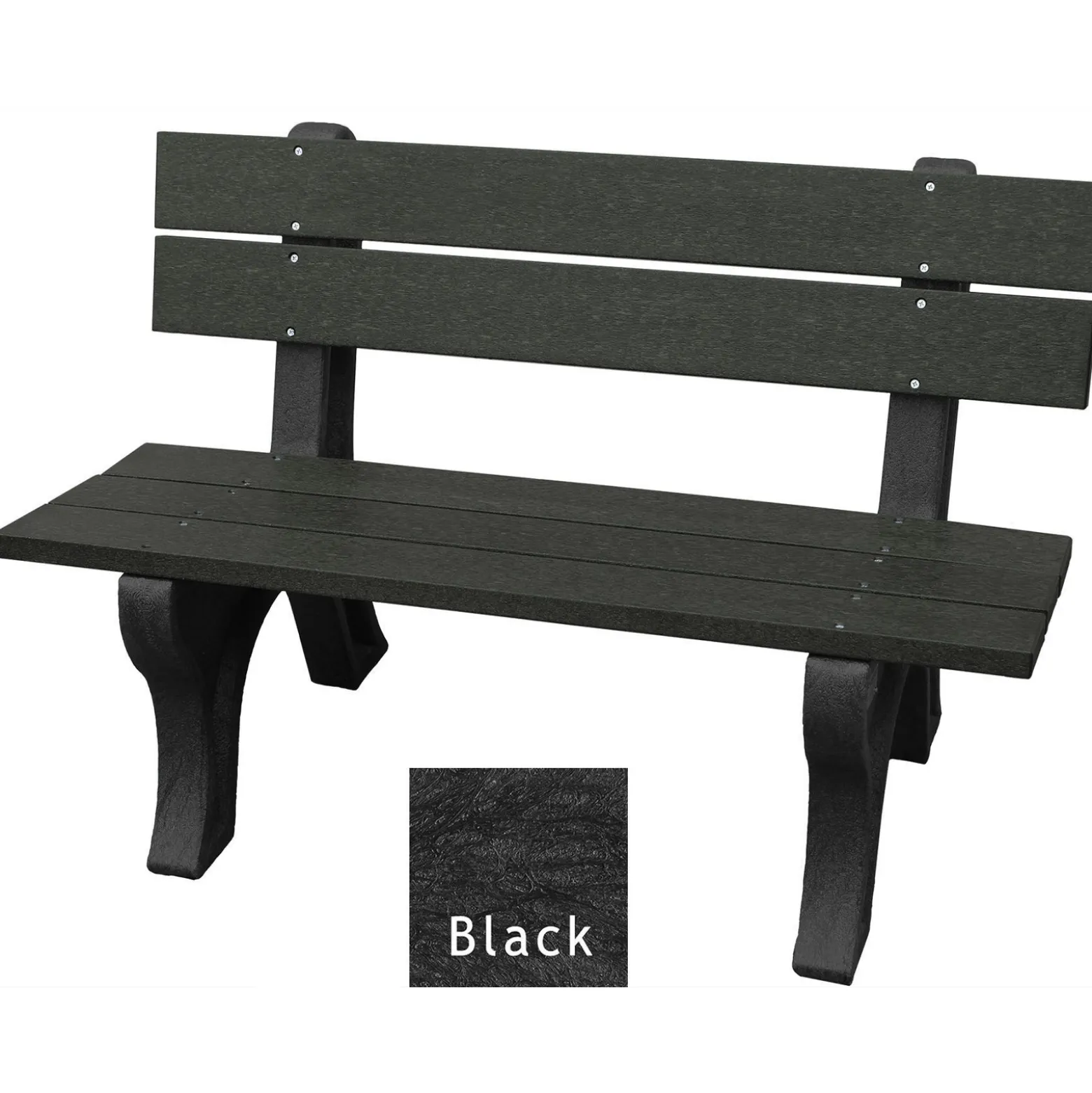 Recycled Plastic Outdoor Bench with Economizer Traditional Back 4'