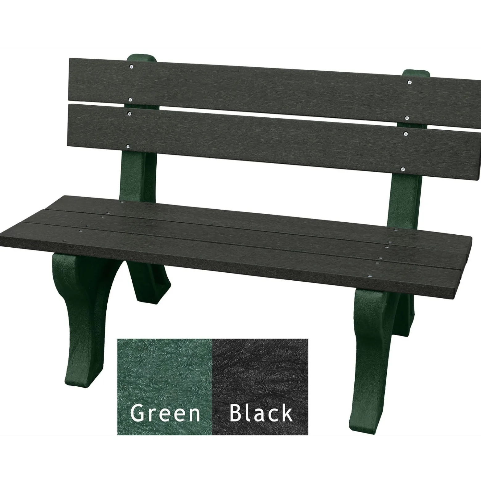 Recycled Plastic Outdoor Bench with Economizer Traditional Back 4'