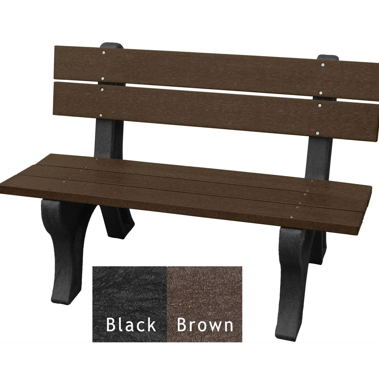 Recycled Plastic Outdoor Bench with Economizer Traditional Back 4'
