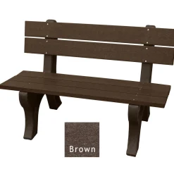 Recycled Plastic Outdoor Bench with Economizer Traditional Back 4'