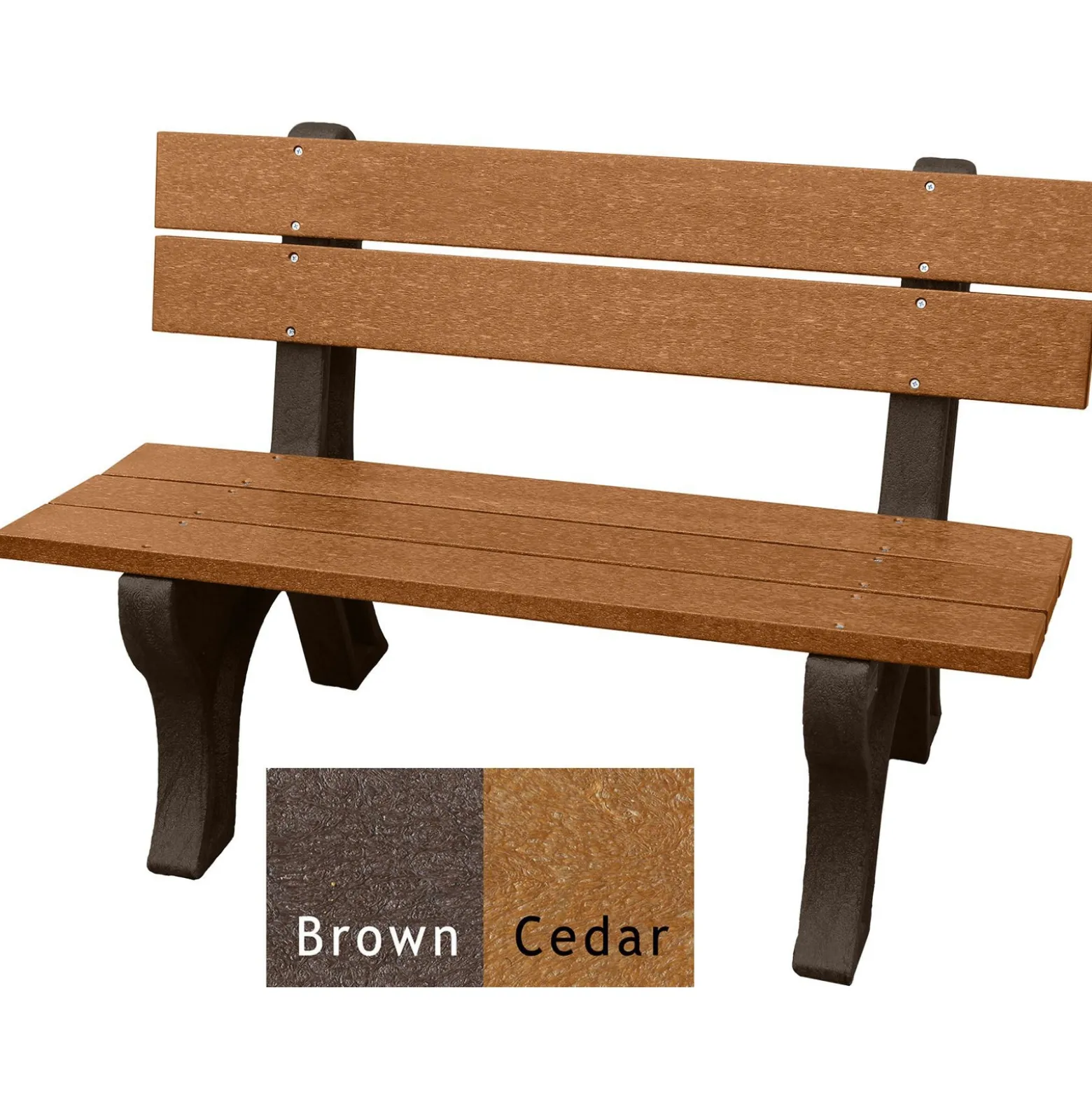 Recycled Plastic Outdoor Bench with Economizer Traditional Back 4'