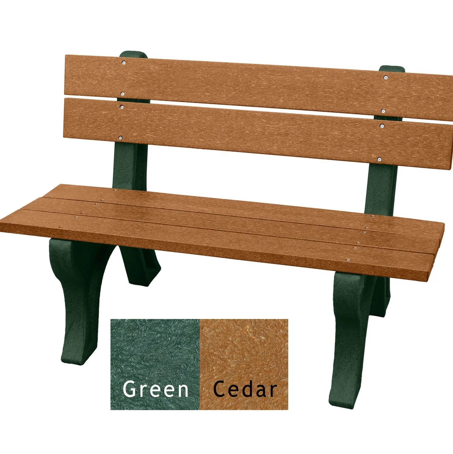 Recycled Plastic Outdoor Bench with Economizer Traditional Back 4'