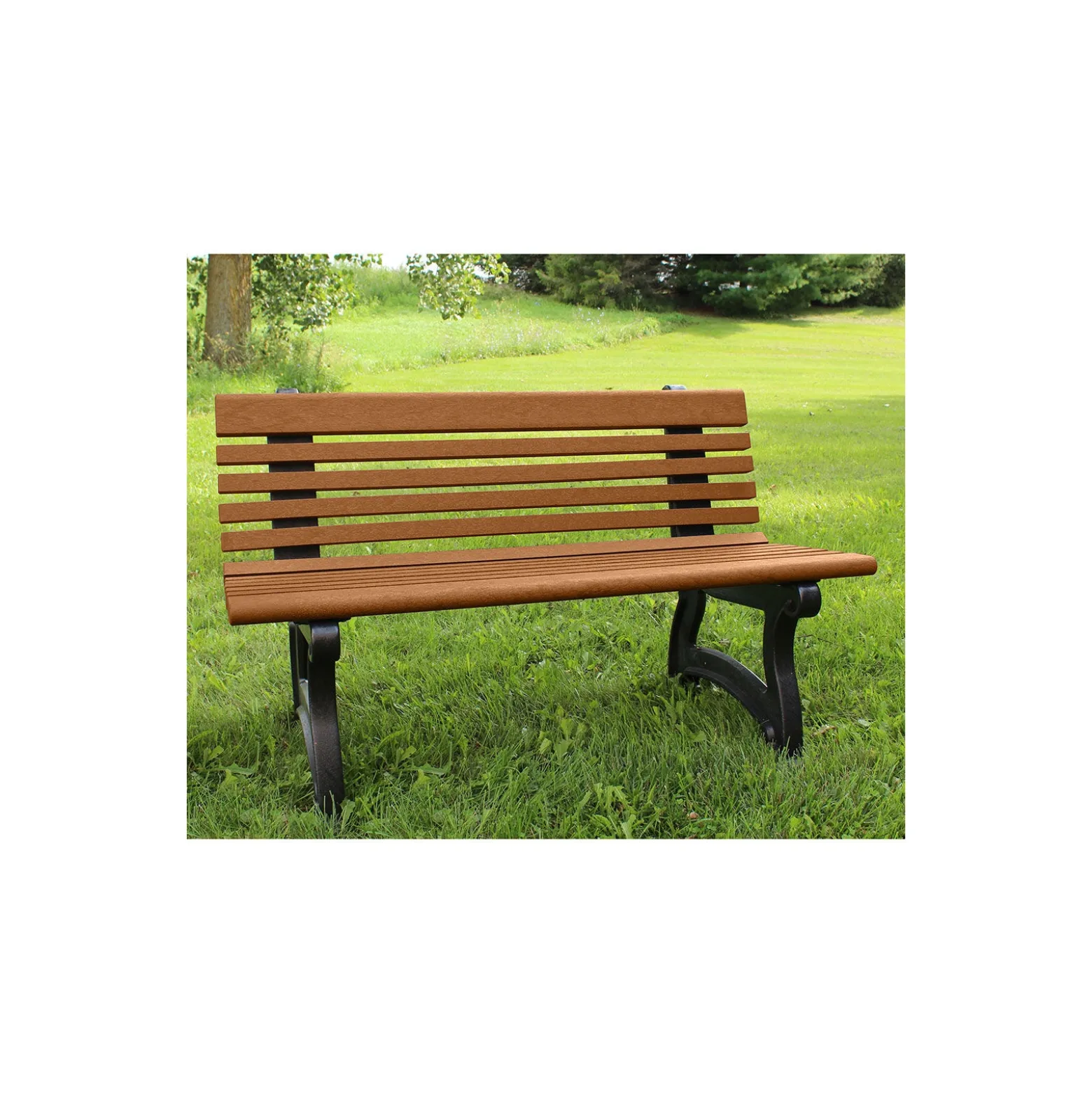 Recycled Plastic Outdoor Bench with Back - 48"W