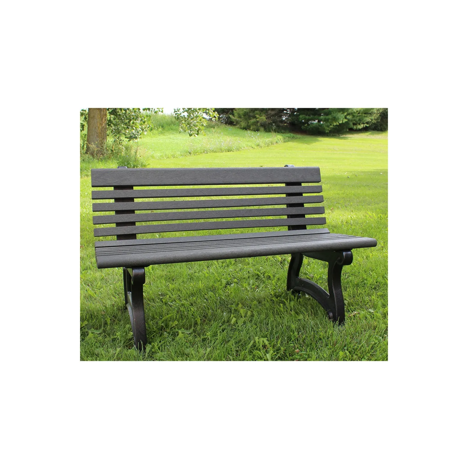 Recycled Plastic Outdoor Bench with Back - 48"W