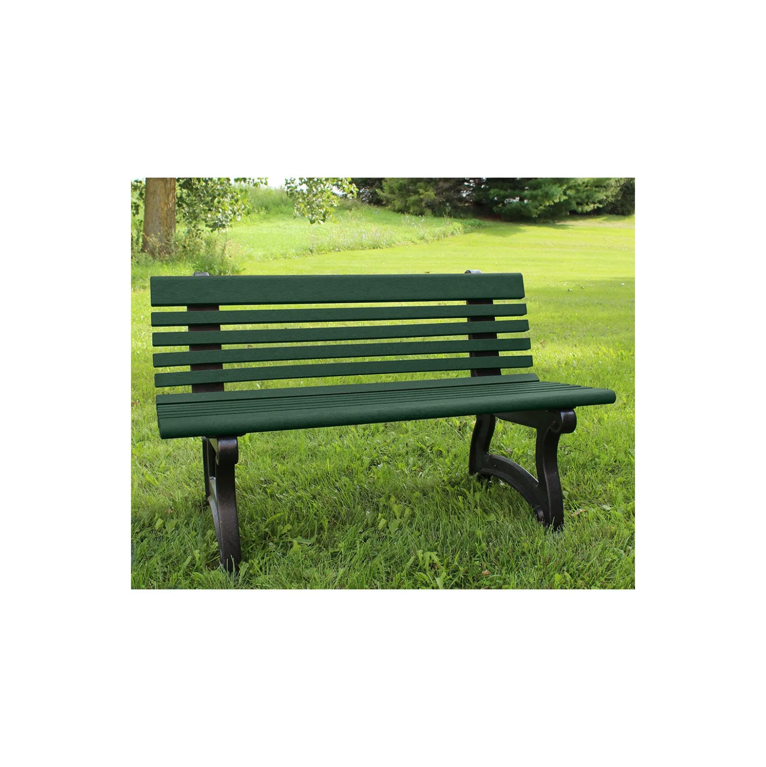 Recycled Plastic Outdoor Bench with Back - 48"W