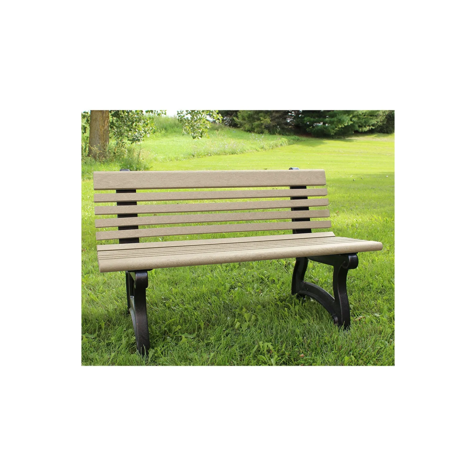 Recycled Plastic Outdoor Bench with Back - 48"W