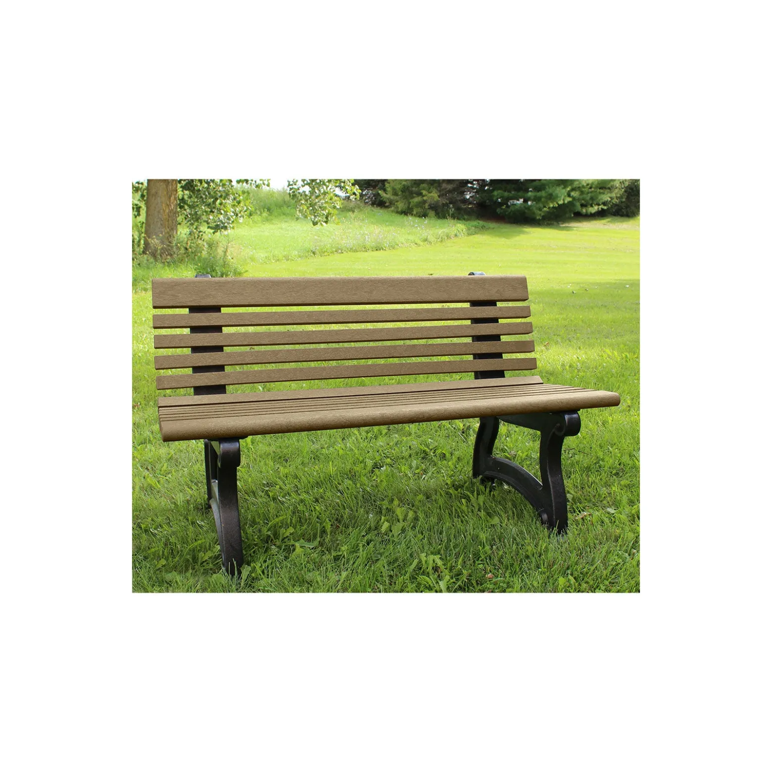 Recycled Plastic Outdoor Bench with Back - 48"W