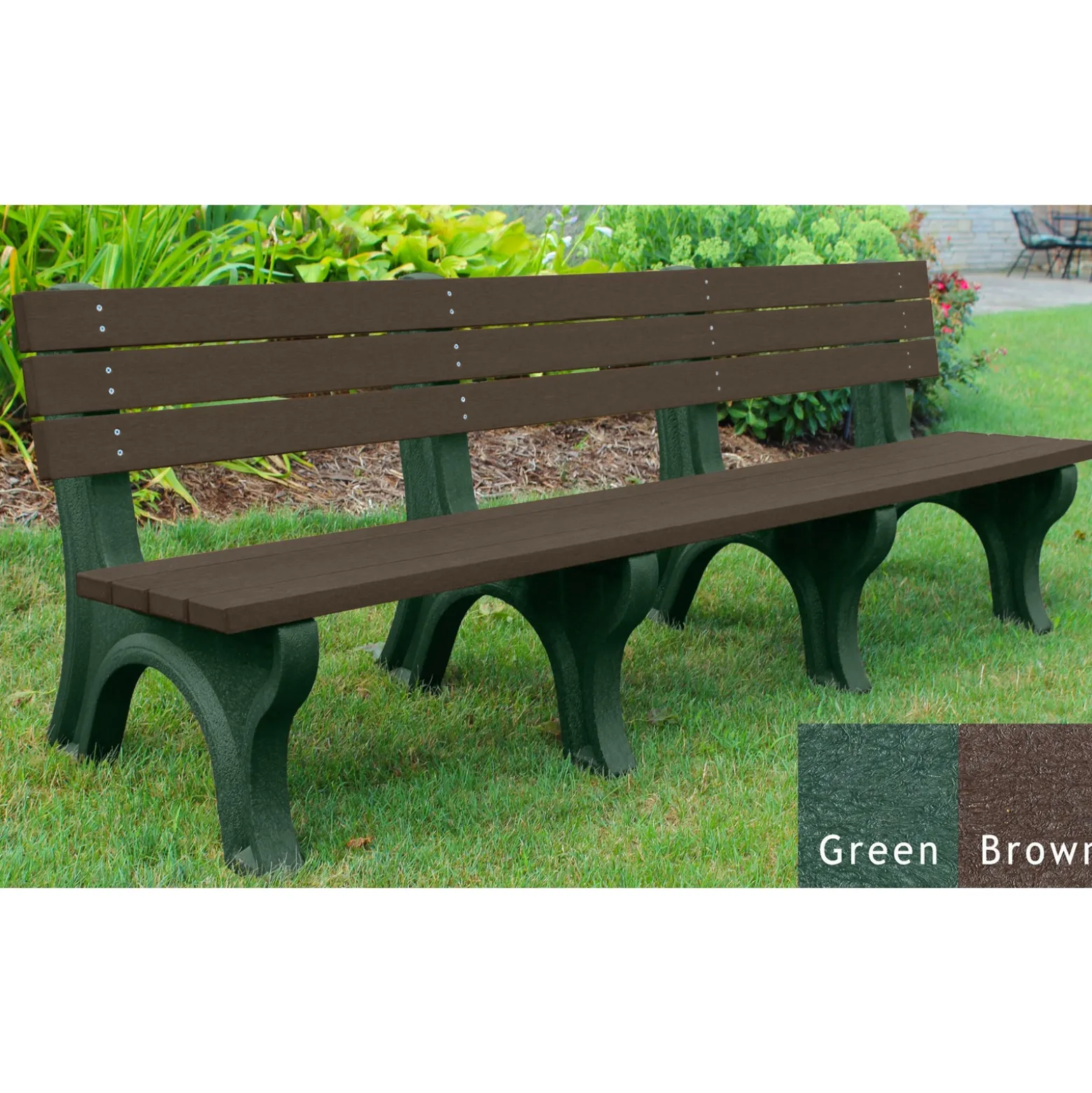 Recycled Plastic Outdoor Economy Bench with Back 8'