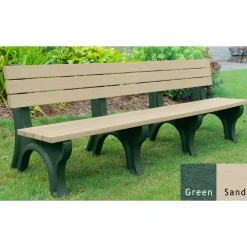 Recycled Plastic Outdoor Economy Bench with Back 8'