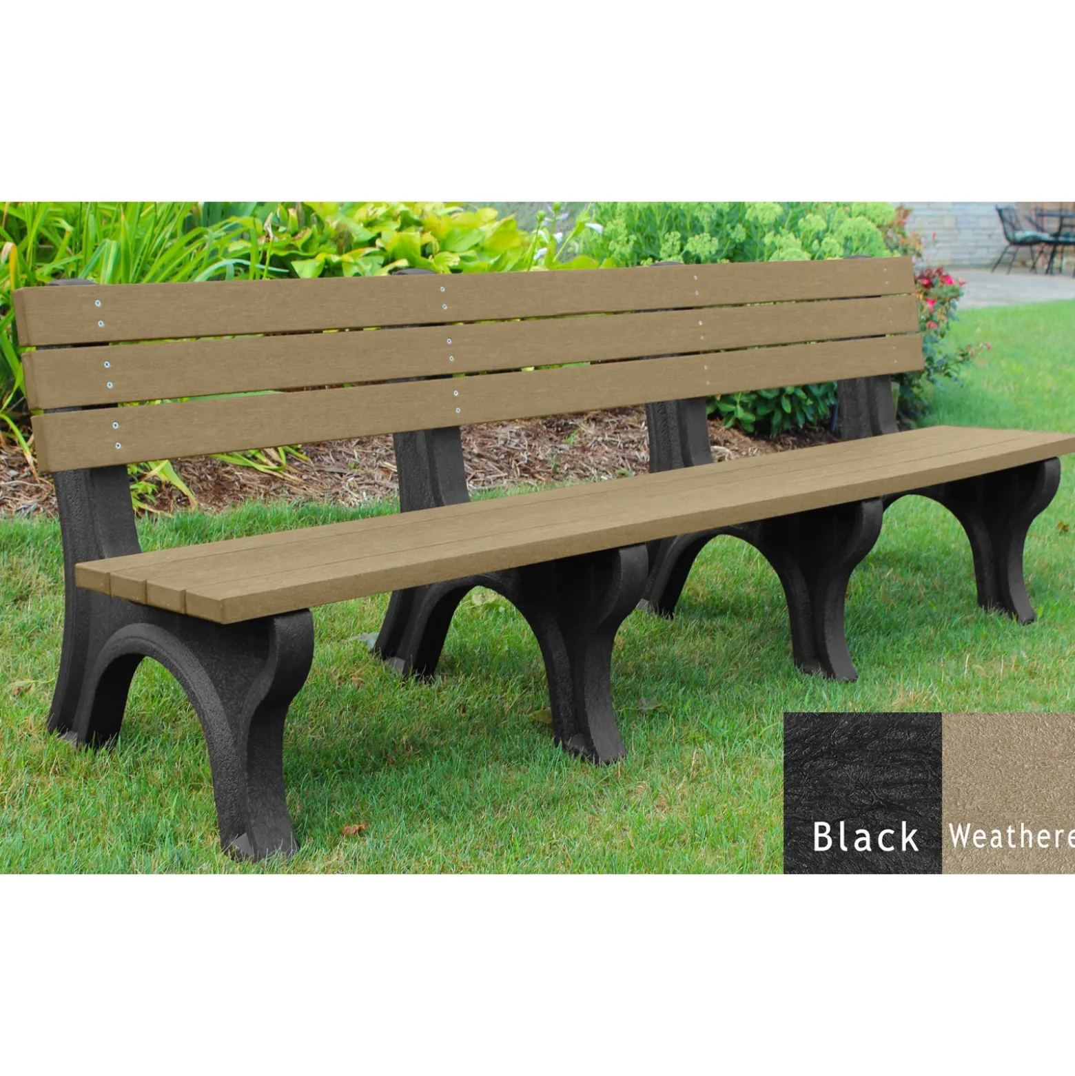 Recycled Plastic Outdoor Economy Bench with Back 8'