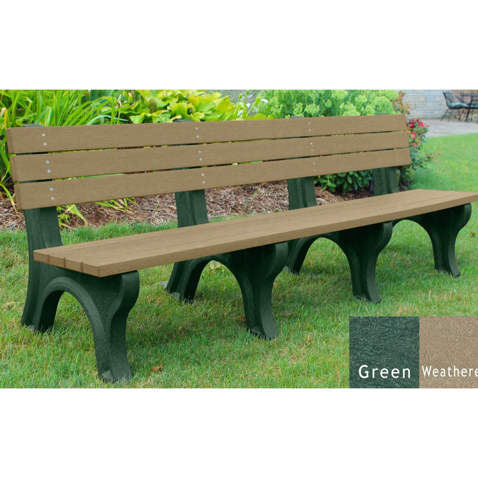 Recycled Plastic Outdoor Economy Bench with Back 8'