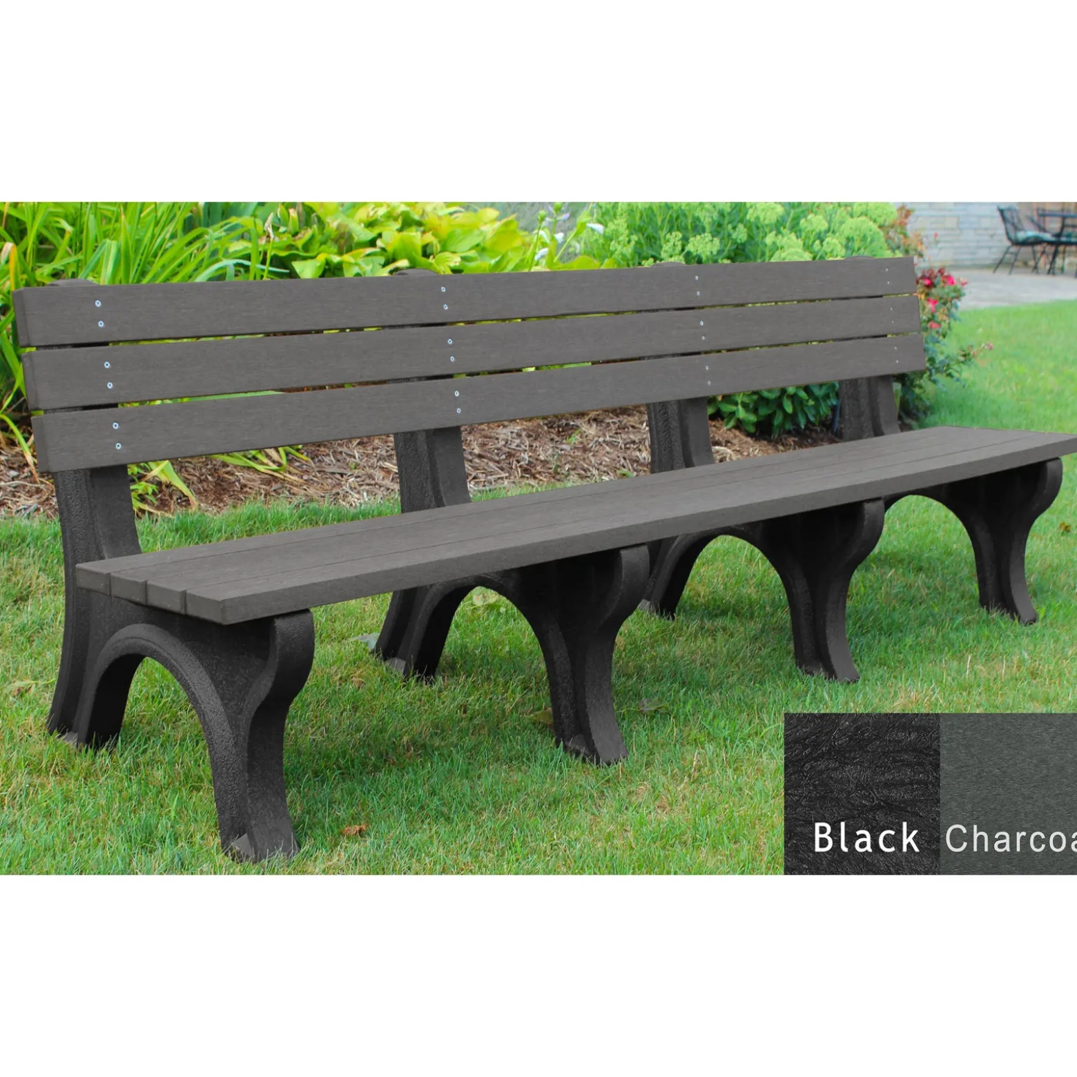 Recycled Plastic Outdoor Economy Bench with Back 8'