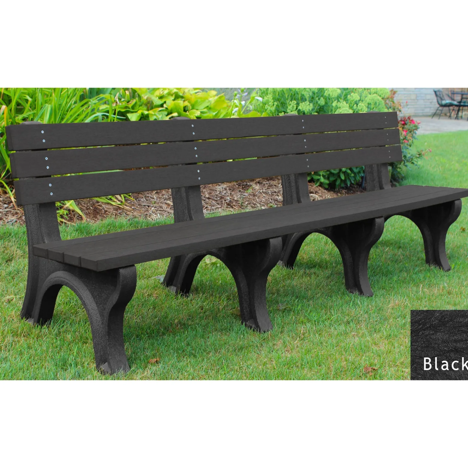 Recycled Plastic Outdoor Economy Bench with Back 8'
