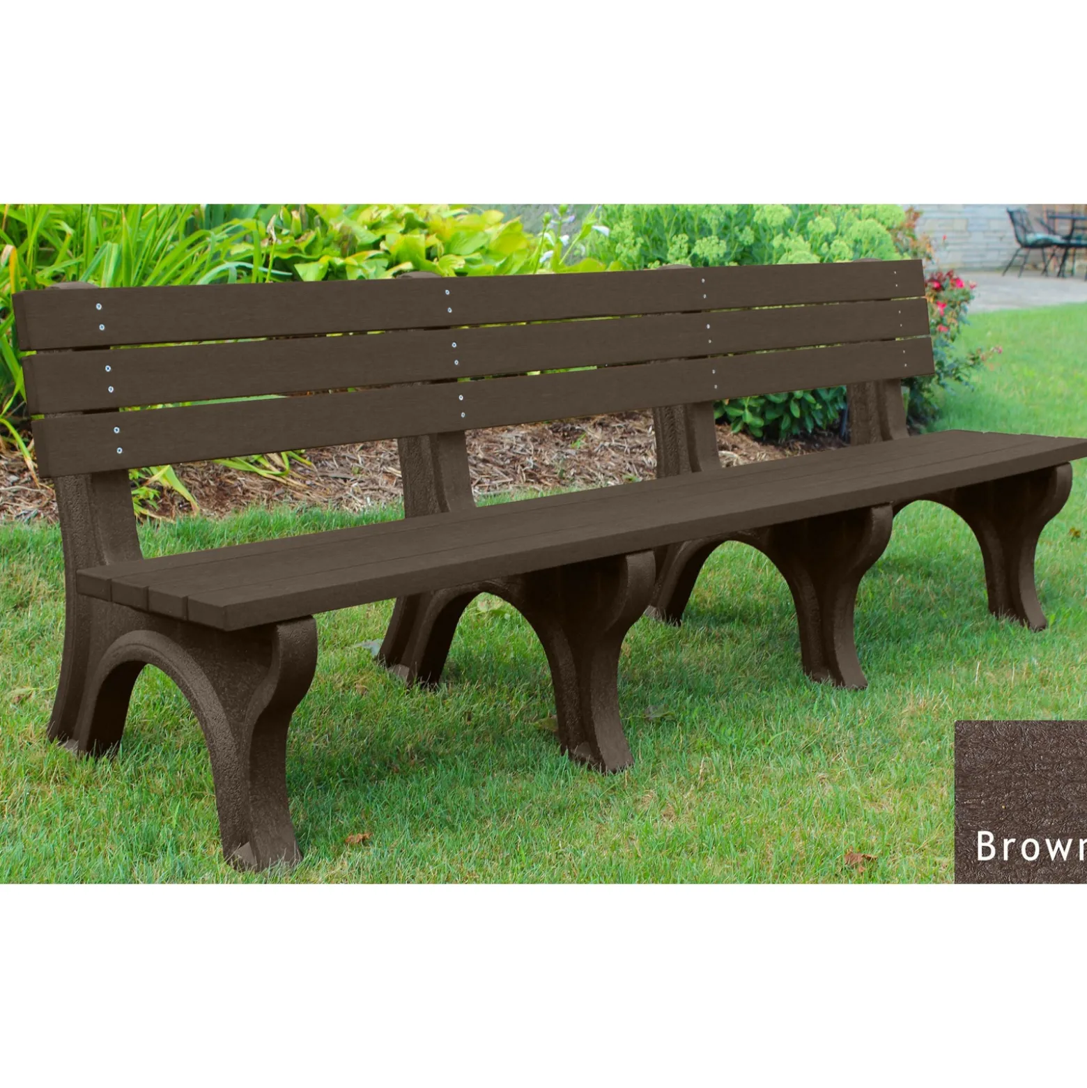 Recycled Plastic Outdoor Economy Bench with Back 8'