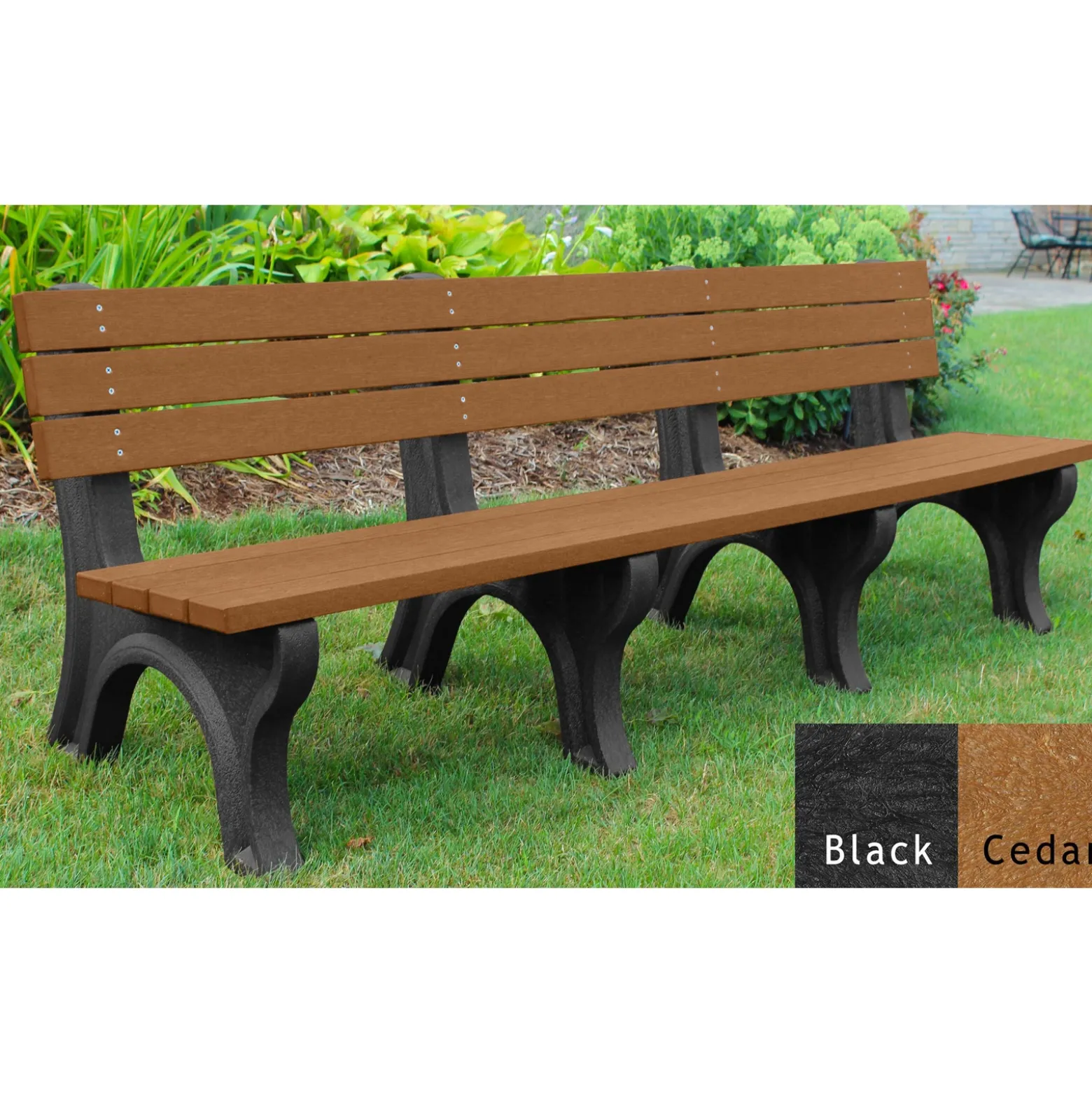 Recycled Plastic Outdoor Economy Bench with Back 8'