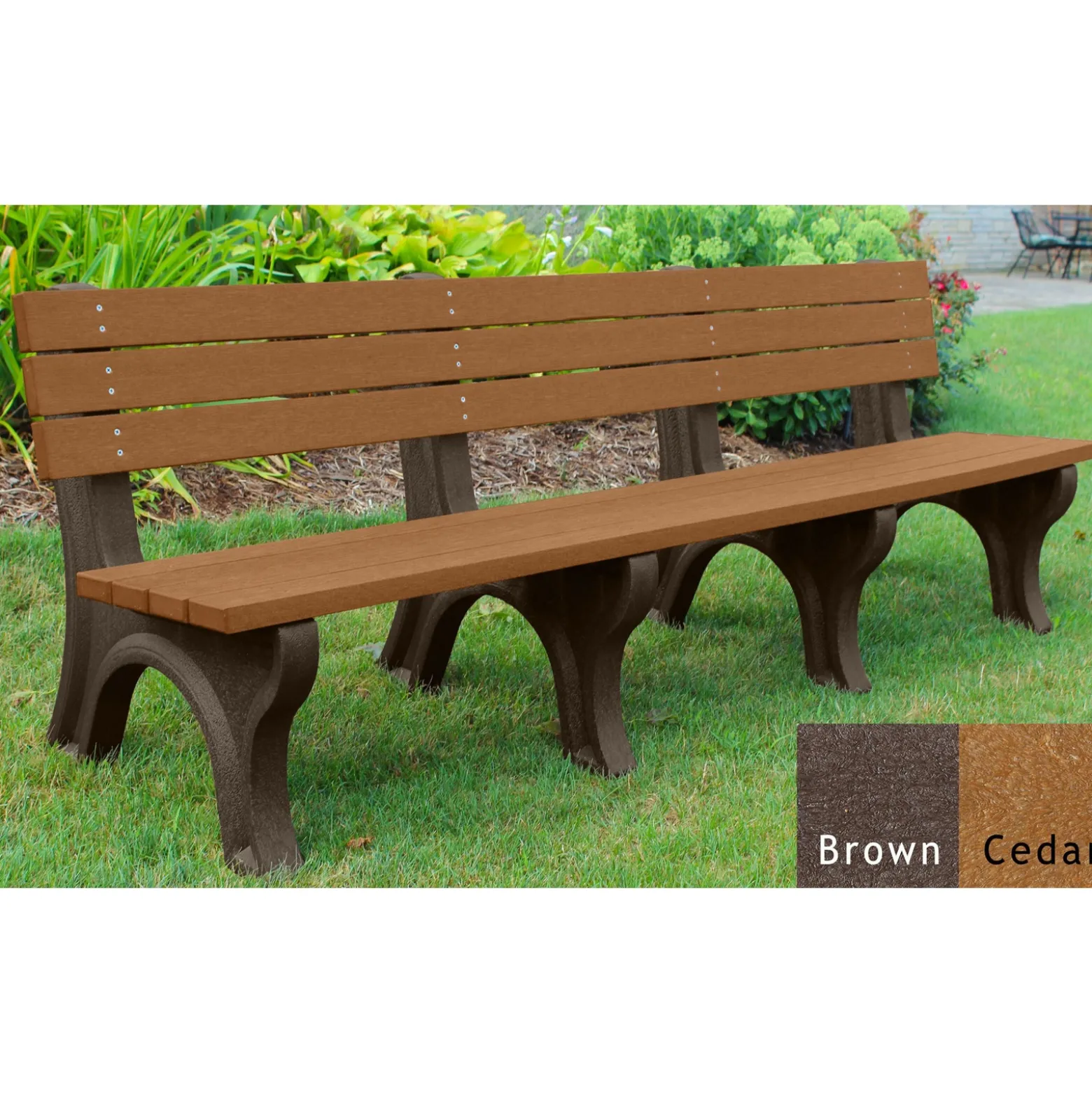 Recycled Plastic Outdoor Economy Bench with Back 8'