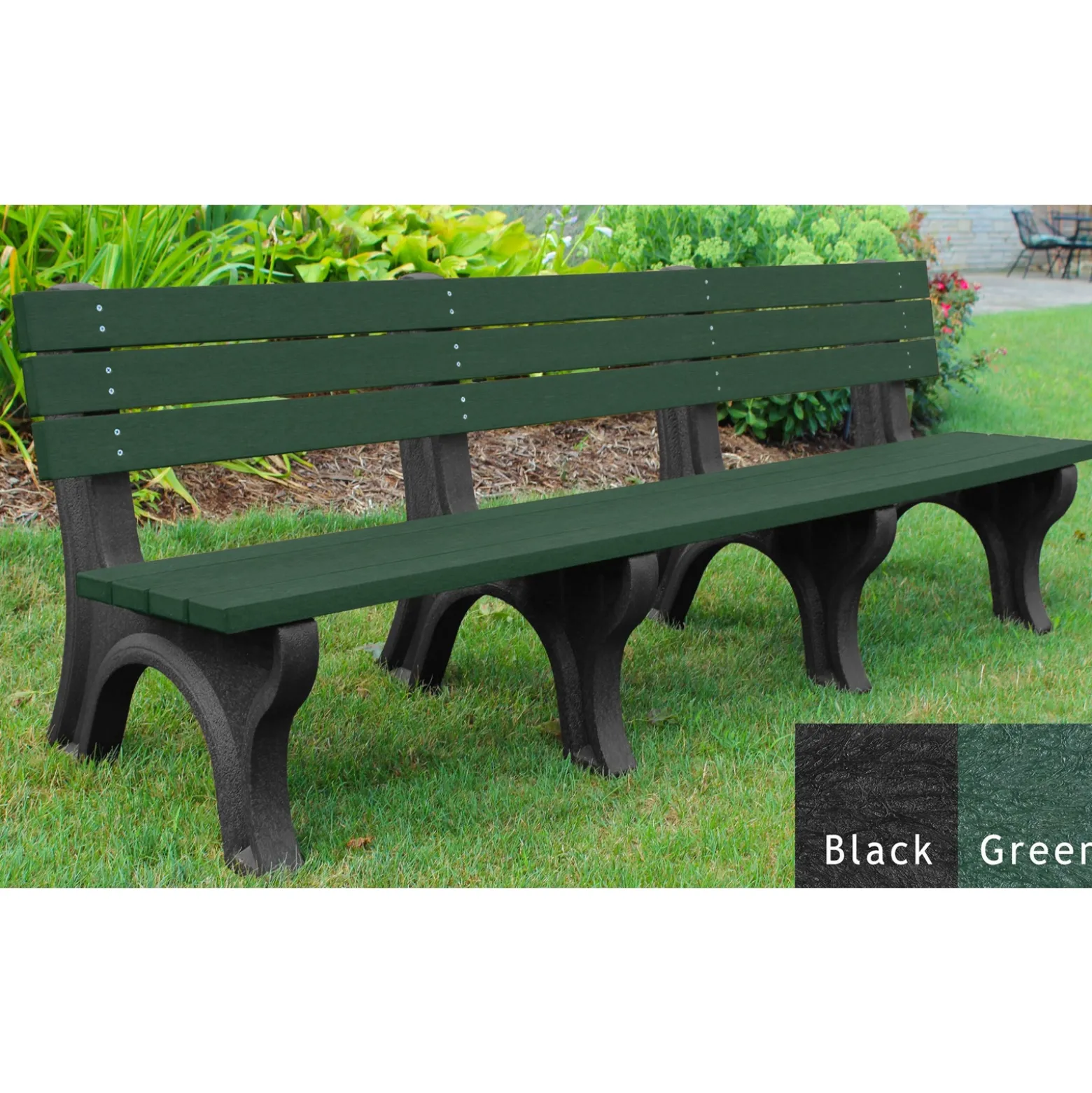 Recycled Plastic Outdoor Economy Bench with Back 8'