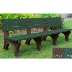 Recycled Plastic Outdoor Economy Bench with Back 8'