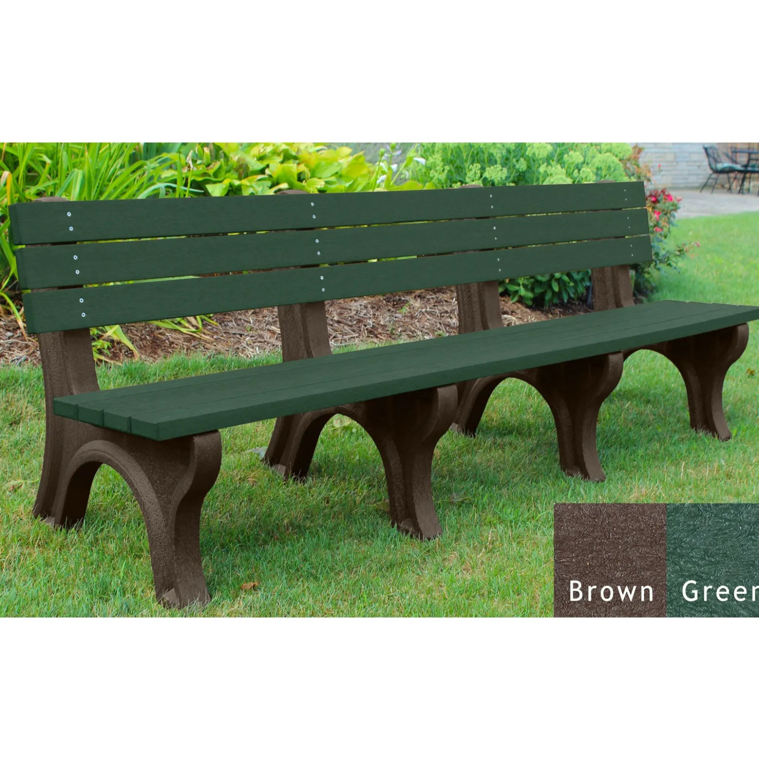 Recycled Plastic Outdoor Economy Bench with Back 8'