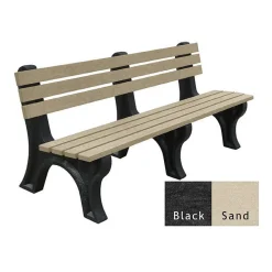 Recycled Plastic Outdoor Economy Bench with Back 6'