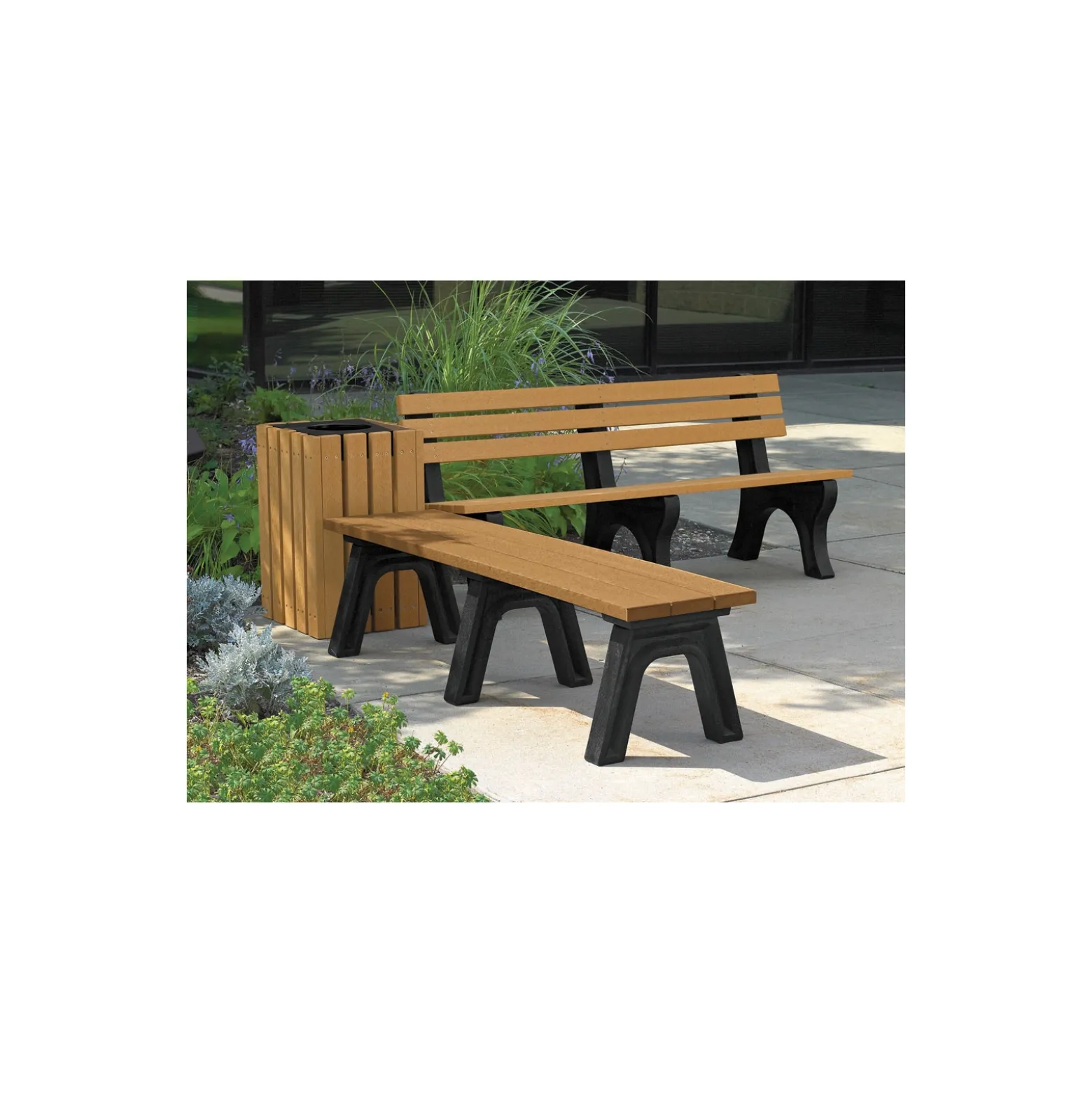 Recycled Plastic Outdoor Economy Bench with Back 6'